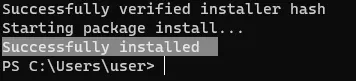 NVM for Windows 安裝完成的提示